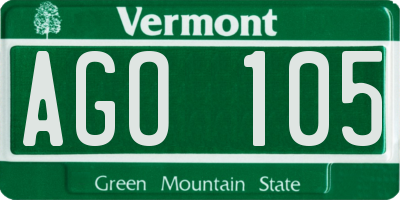 VT license plate AGO105