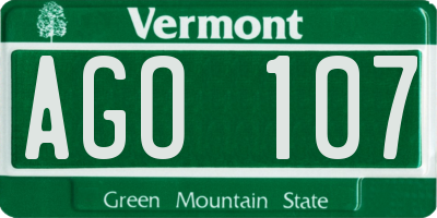 VT license plate AGO107