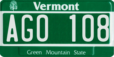 VT license plate AGO108