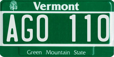 VT license plate AGO110