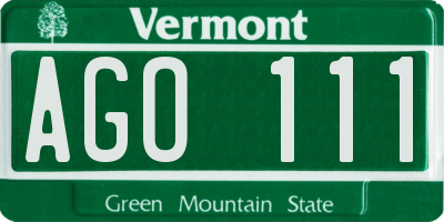 VT license plate AGO111