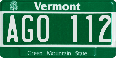 VT license plate AGO112