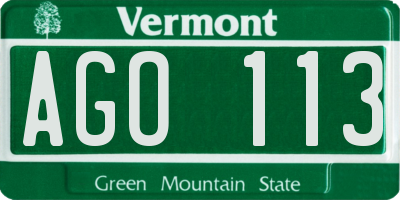 VT license plate AGO113