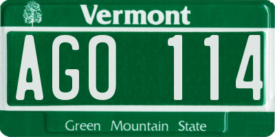 VT license plate AGO114