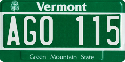 VT license plate AGO115