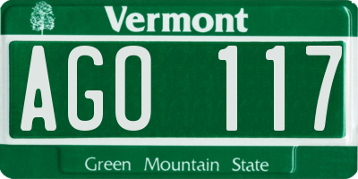VT license plate AGO117