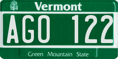 VT license plate AGO122
