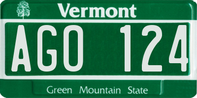VT license plate AGO124