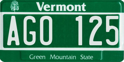 VT license plate AGO125