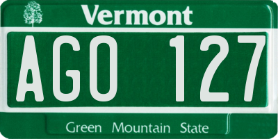 VT license plate AGO127