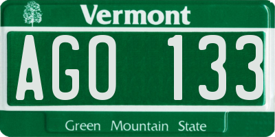 VT license plate AGO133