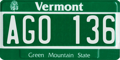 VT license plate AGO136