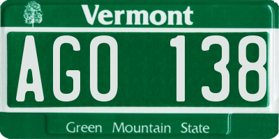 VT license plate AGO138
