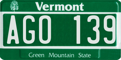 VT license plate AGO139