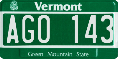 VT license plate AGO143