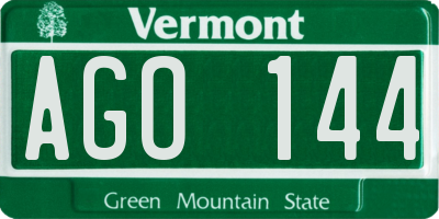 VT license plate AGO144