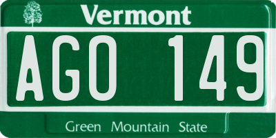 VT license plate AGO149