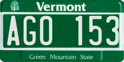 VT license plate AGO153