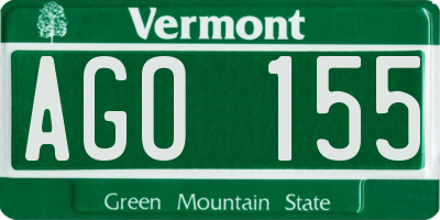 VT license plate AGO155
