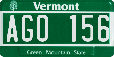 VT license plate AGO156