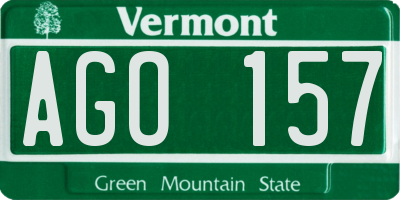 VT license plate AGO157