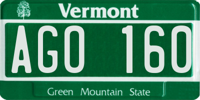 VT license plate AGO160