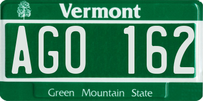 VT license plate AGO162