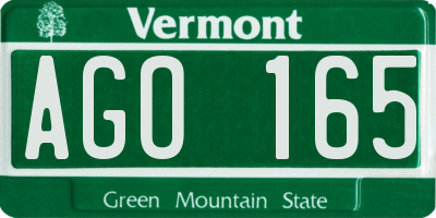 VT license plate AGO165