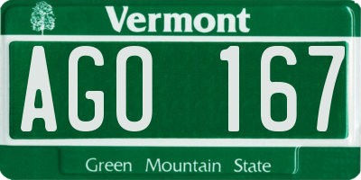 VT license plate AGO167