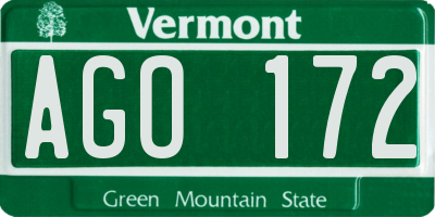 VT license plate AGO172