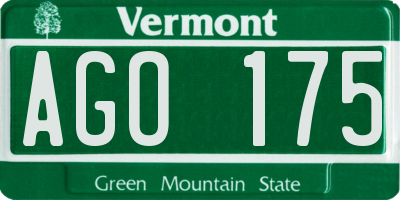 VT license plate AGO175