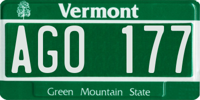 VT license plate AGO177