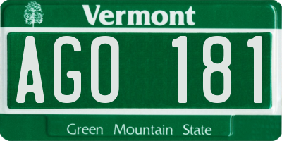 VT license plate AGO181