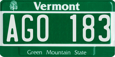 VT license plate AGO183