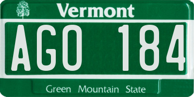 VT license plate AGO184