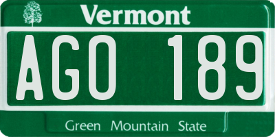 VT license plate AGO189