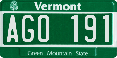 VT license plate AGO191