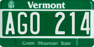VT license plate AGO214