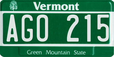VT license plate AGO215