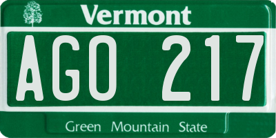 VT license plate AGO217