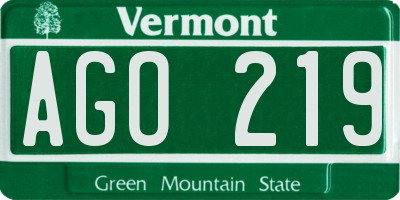 VT license plate AGO219