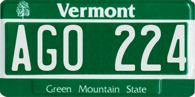 VT license plate AGO224
