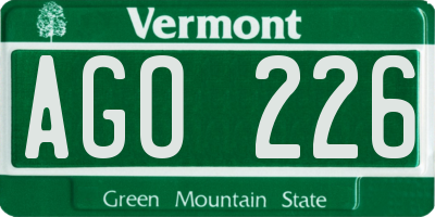 VT license plate AGO226