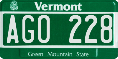 VT license plate AGO228
