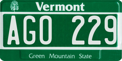VT license plate AGO229
