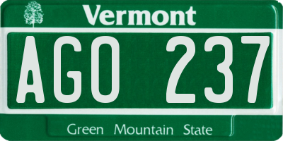 VT license plate AGO237