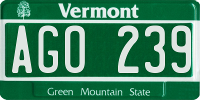 VT license plate AGO239