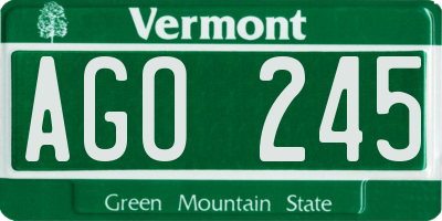 VT license plate AGO245