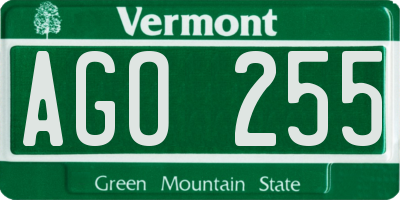 VT license plate AGO255