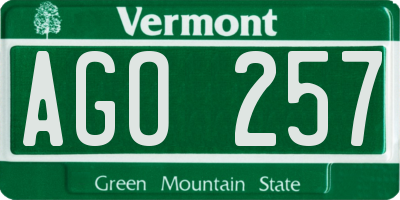 VT license plate AGO257